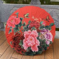 舞蹈伞手工伞工艺伞跳舞伞道具古装拍照绸布伞油纸伞吊顶伞|蝶恋花 伞面直径82cm+中国结+伞袋