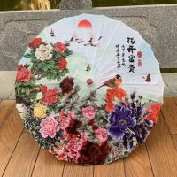 舞蹈伞手工伞工艺伞跳舞伞道具古装拍照绸布伞油纸伞吊顶伞|花开富贵 伞面直径82cm+中国结+伞袋
