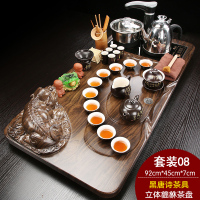 功夫茶具套装家用简约现代流水茶盘喝茶实木茶海一体茶台全自动|08立体貔貅唐诗