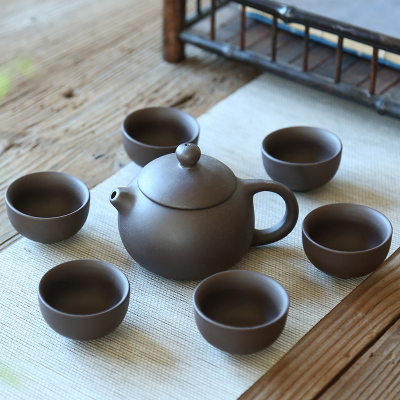 功夫茶具套装家用一壶六杯紫砂冰裂茶具自动泡茶器茶壶茶杯|七头新紫砂茶具