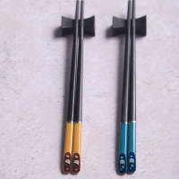 儿童筷子二段小孩8岁家用幼儿园5岁创意个性可爱合金筷单人装卡通|两双装蓝色黄色198cm