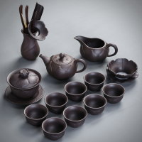 紫砂茶具套装茶杯功夫茶景德镇高档紫砂壶家用办公室会客陶瓷客厅|13件套荷韵套组