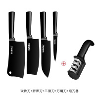 德国刀具套装菜刀二合一组合黑刀不锈钢家用快锋利水果刀|骨刀+厨师刀+三德刀+万用刀+磨刀器