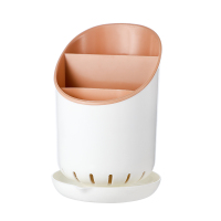 家用厨房沥水餐具收纳盒防霉置物架托铲勺筷子笼桶塑料筷篓|沥水款一粉色[沥水防霉]