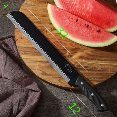 水果刀不锈钢大号商用切西瓜工具家用加长款宿舍学生瓜果刀|黑刃款[大号]赠水果刀