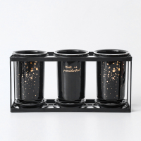 北欧家用陶瓷筷子沥水架商用厨房勺子收纳架筷子笼置物架子|喷金三筒铁架(壁挂)黑壁挂平放均可