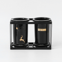 北欧家用陶瓷筷子沥水架商用厨房勺子收纳架筷子笼置物架子|一鹿有你双筒铁架(壁挂)黑壁挂平放均可