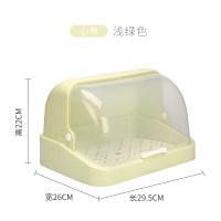 厨房碗筷餐具奶瓶收纳盒带盖家用碗柜沥水杯架调味料置物架杯子架|小号半翻盖绿色(送杯刷)