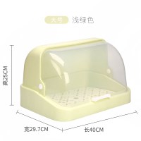 厨房碗筷餐具奶瓶收纳盒带盖家用碗柜沥水杯架调味料置物架杯子架|大号半翻盖绿色(送支架)