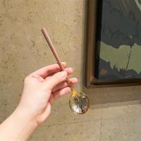 勺子新款咖啡搅拌勺304不锈钢经典女神甜品勺引流勺子|粉色手柄勺(勺长15cn勺口3.3cm)