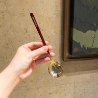 勺子新款咖啡搅拌勺304不锈钢经典女神甜品勺引流勺子|红色手柄勺(勺长15cn勺口3.3cm)