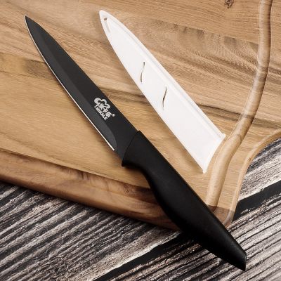 款锋利不锈钢水果刀家用水果刀切水果削皮器瓜果刀小刀具|黑刃带刀套