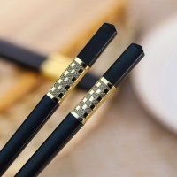 合金筷子家用档家庭装防滑不发霉酒店餐饮快子耐温非实木10双|金方格(24cm)10双(共20只)