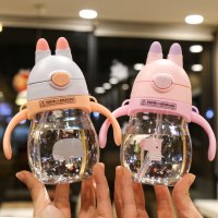宝宝水杯带手柄婴幼儿学饮杯韩版创意可爱儿童塑料杯子吸管杯卡通