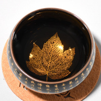心经杯木叶盏功夫茶具建盏茶杯陶瓷茶盏茶碗主人杯单杯品茗杯定制|心经枫叶乌金盏
