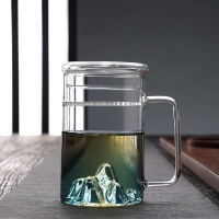 玻璃过滤茶月牙杯主人杯柠檬杯家用茶水分离泡茶杯带把绿茶杯