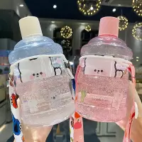 夏天颜值水杯女韩国清新可爱斜挎杯子创意个性潮流大容量塑料杯