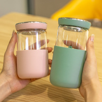 玻璃水杯子少女士带盖简约清新森系学生可爱网红ins创意个性潮流