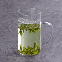 台湾玻璃月牙杯加厚办公室茶杯带把大容量过滤泡茶绿茶专用茶具|415毫升月牙杯(底部加厚)