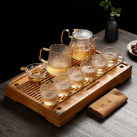 耐热锤纹玻璃茶具套装家用红茶煮茶壶茶器功夫茶盘茶杯客厅|龙鳞壶茶具10头+小兰香盘