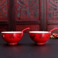 热卖龙凤双喜结婚茶具套装婚庆中国红色三才盖碗敬茶喜杯结婚对杯|J2龙凤呈祥对碗红色