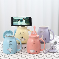 情侣可爱陶瓷杯子带盖勺马克杯创意个性潮流家用水杯少女心定制