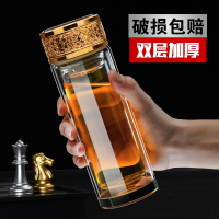 大容量双层玻璃杯男女泡茶车载水杯隔热便携家用茶杯礼品杯子定制