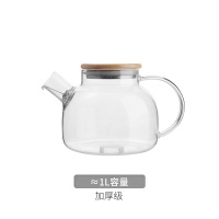 北欧耐热玻璃花茶壶蜡烛加热花草茶具水果茶壶套装下午茶蜡烛茶壶|1L壶(竹盖)