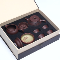 宜兴纯手工球孔紫砂壶功夫茶具套装家用小茶壶全手工刻字景舟石瓢|紫泥山水套装