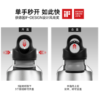 美国保温杯单手开盖女男便携保冷无螺纹不锈钢水杯大容量