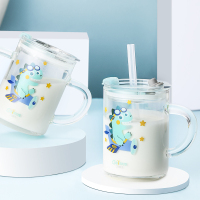 儿童冲泡牛奶杯家用宝宝吸管喝奶粉带刻度专用玻璃杯微波炉可加热