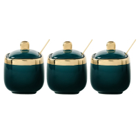 北欧轻奢调料盒刀架套装家用调味罐架油瓶盐罐玻璃厨房用品置物架|3个装调味罐