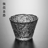 日式描金玻璃小茶杯耐热迷你锤纹主人杯品茗单杯茶盏功夫茶碗茶具|[2只装]冰露中号60ml今日