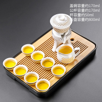 懒人茶具懒人冲茶器套装家用简约功夫茶杯半全自动青花陶瓷泡茶壶|春羡长方小(黑)+疏香蜂窝自动茶具98