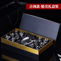 十二生肖白酒杯分酒器套装家用中式玻璃酒具12只小酒杯子弹一口杯|古锡色十二生肖杯+分酒壶(精美礼盒装)
