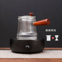 简约电陶炉茶炉煮茶器小型迷你铁壶烧水泡茶电热玻璃家用煮茶壶|千余(禅风黑)仙月(蒸煮)