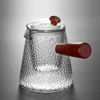 锤纹耐热玻璃泡茶壶单壶过滤耐温小花茶壶煮茶器红茶具套装家用|侧把煮茶壶600ML木侧把