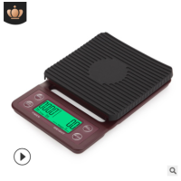 v60多功能电子称手冲咖啡吧台电子称克秤 带计时器3kg厨房称|酒红色