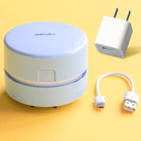 桌面吸尘器吸橡皮擦屑清洁机电动清理小学生自动迷你小型可充电款桌上儿童铅笔屑文具|纯蓝(充电款)/送USB线+充电头适配器