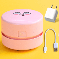 桌面吸尘器吸橡皮擦屑清洁机电动清理小学生自动迷你小型可充电款桌上儿童铅笔屑文具|粉色(充电款)/送USB线+充电头适配器