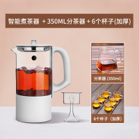 黑茶煮茶器办公室小型多功能蒸汽式迷你煮茶壶家用花茶养生壶|白色煮茶器+6个杯子+分茶器