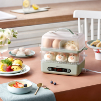 煮蛋器家用多功能蒸蛋器可预约定时智能双层大容量早餐机神器|浅绿色