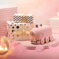 创意小火车加湿器小型迷你便携脸部补水仪学生办公室桌面香薰加湿器空调卧室静音可爱网喷雾女|印象粉❤[精美礼品包装]