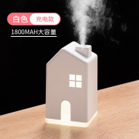 小屋加湿器静音卧室家用办公室桌面空气净化usb香薰机小型可爱香薰|[350ML容量]白色-充插两用款-三种光色-赠充电线