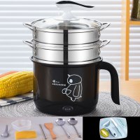 宿舍神器小电锅迷你多功能煮饭学生锅小功率宿舍小火锅煮面1-2人|1.8不粘锅加2蒸笼+刀具可炒升级版收藏送礼