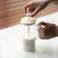 奶泡机 打手动 手打奶泡壶 咖啡牛奶打泡器 玻璃奶泡杯|雪见打奶器