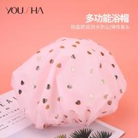 悠莎 粉色璀璨双层浴帽 一次性发帽成人防水帽子