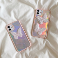 韩国ins网红同款蕾丝蝴蝶适用于11promaxx手机壳xr/max/iphonese/7p全包防摔镭射女款i11保护套