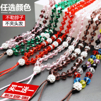 手机挂绳女挂脖水晶链纯手工水钻长链镶钻闪亮胸牌吊绳挂件潮