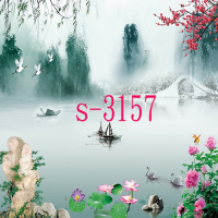 背景墙3d间快手男女主播外景青山绿水yy主播风景背景布|以显示的图案为准6 尺寸2米宽X1.5米